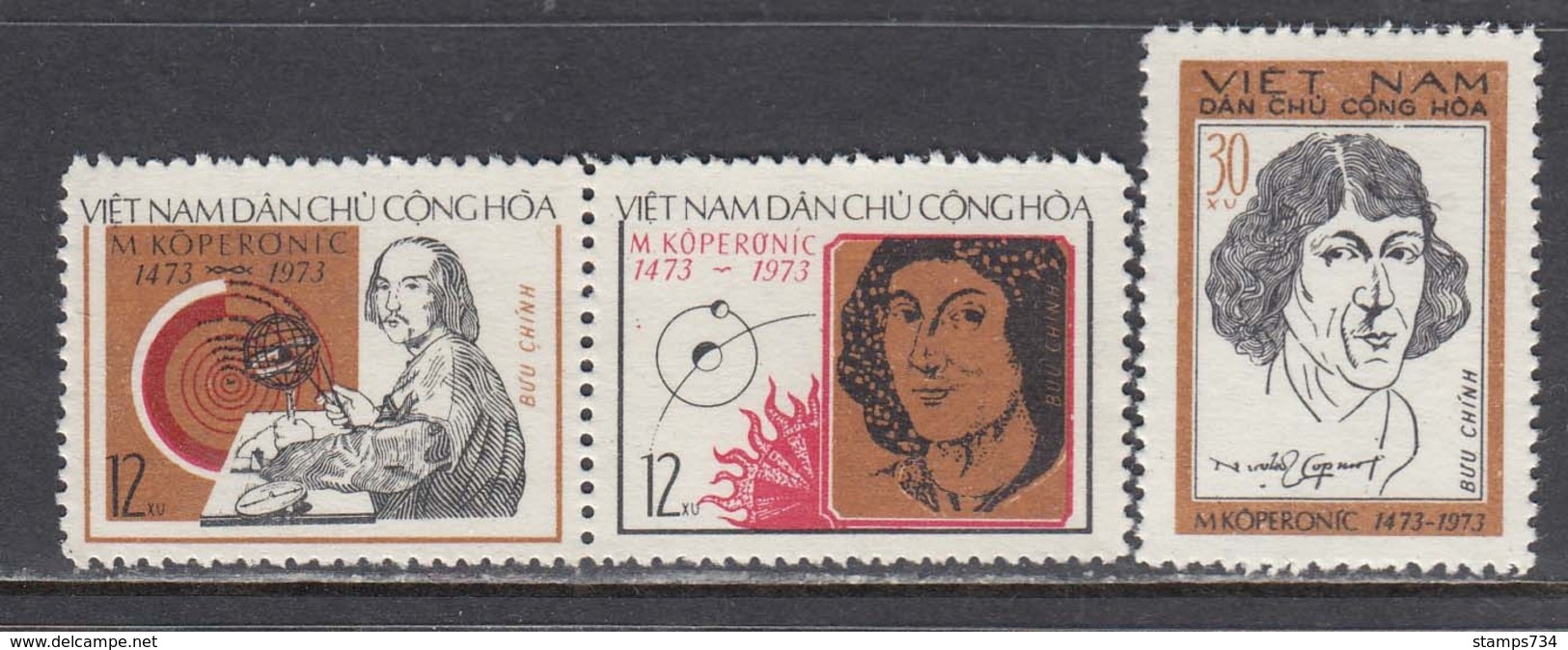 Vietnam Nord 1973 - 500th Birthday Of Nicolaus Copernicus, Mi-Nr. 723/25, MNH** - Vietnam