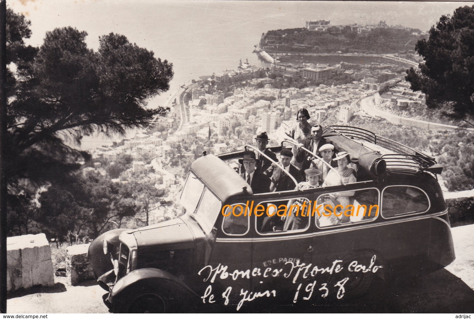 Carte Photo Monaco  Monte Carlo Le 8 Juin 1938 Autocar Unic Scann Recto Verso - Monte-Carlo