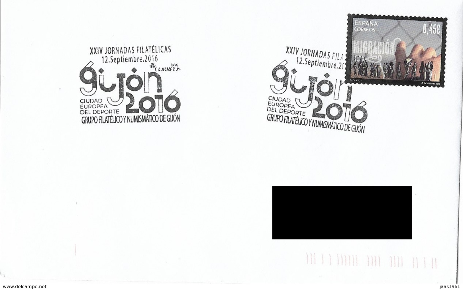 SPAIN. POSTMARK EUROPEAN SPORT CITY. GIJON. 2016 - Otros & Sin Clasificación