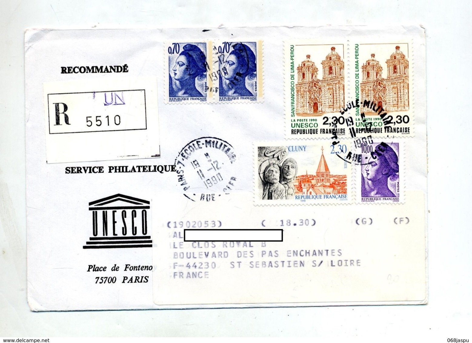 Lettre Recommandée Paris 7 Unesco - Handstempel