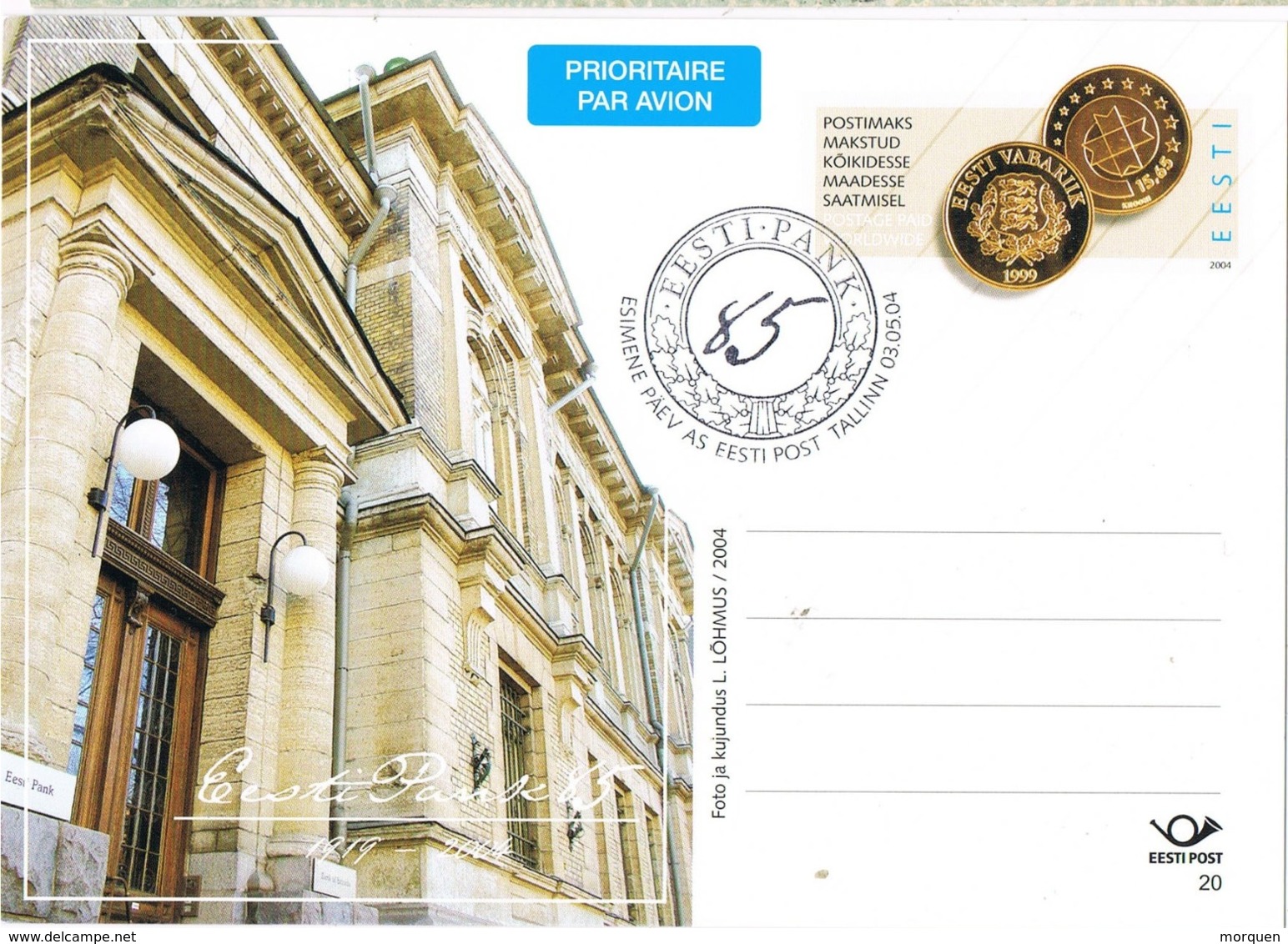 34265. Entero Postal Aereo TALLINN (Estonia) EESTI 2004. Coins, Monedas - Monedas