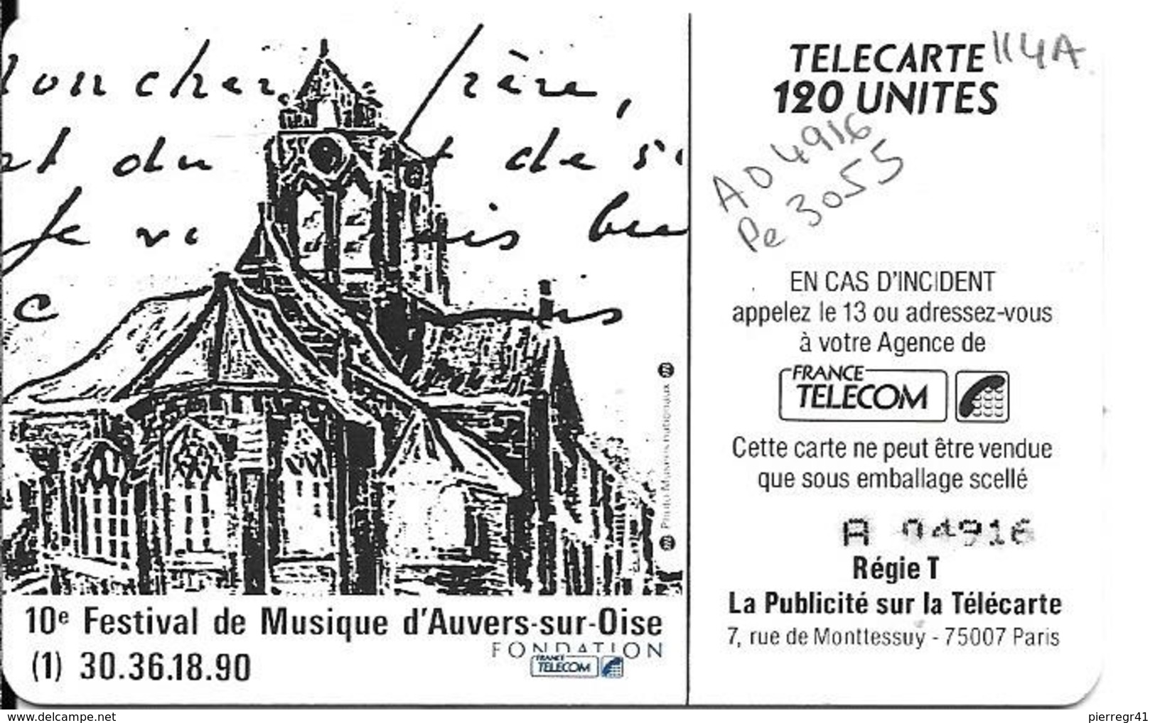 CARTE-PUBLIC-1990-120U-F114A-SO3-VAN GOGH-UTILISE-V°Lasers A 044916/Pe 3055-TBE - 1990