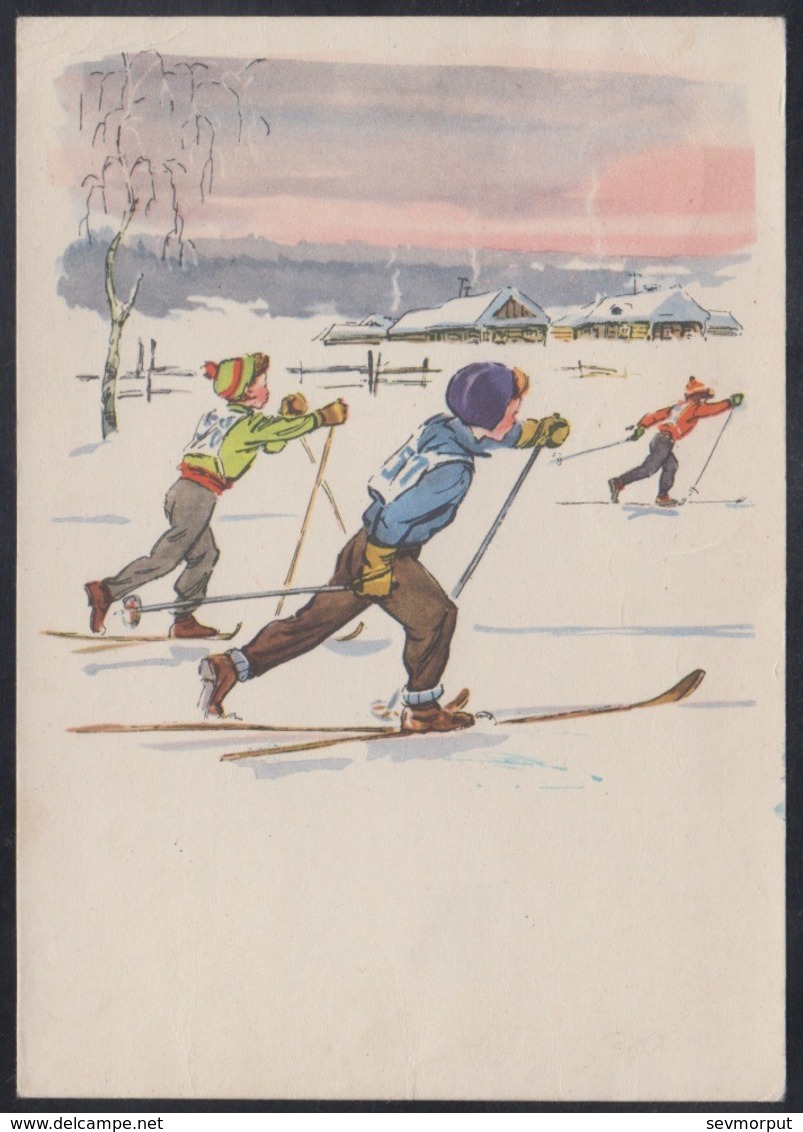 161 RUSSIA 1962 ENTIER POSTCARD A 01768 (**) Used CHILD CHILDREN ENFANT ENFANTS KIDS SKI SKIING WINTER SPORT Mailed - 1960-69