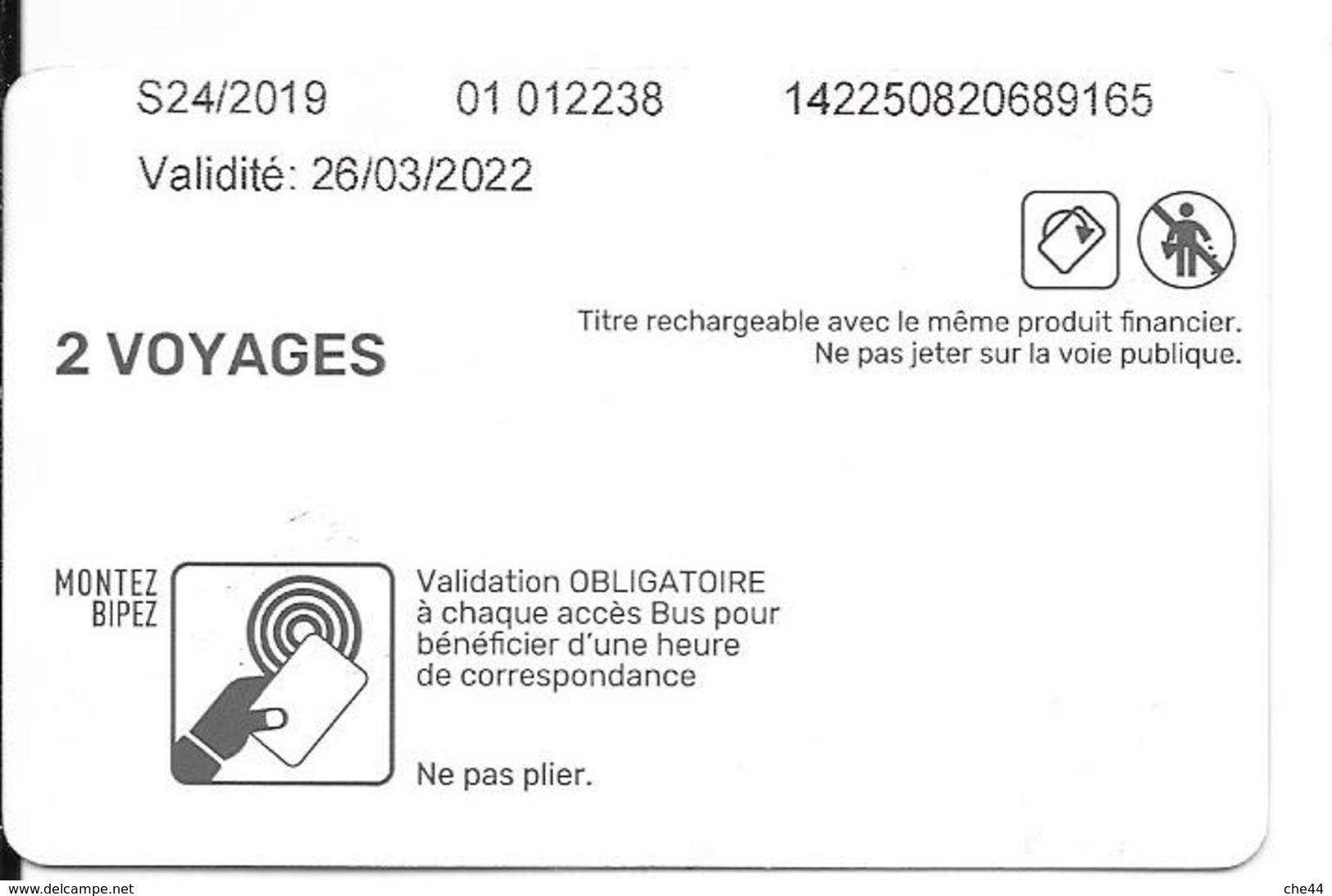 Le Ticket 2 Voyages : Rechargeable. (Voir Commentaire) - Europe