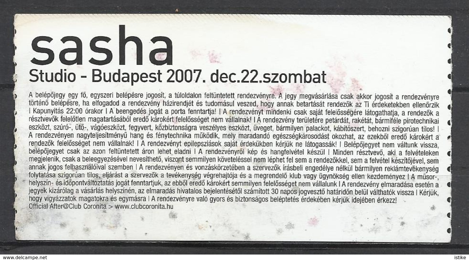 Hungary, Sasha Studio, Exclusive Limited Party, With Coke Ad, 2007. - Tickets - Vouchers