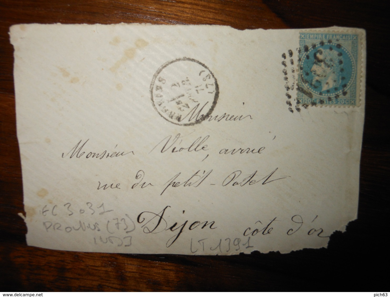 Fragment Enveloppe GC 3031 Provins Seine Et Marne - 1849-1876: Classic Period