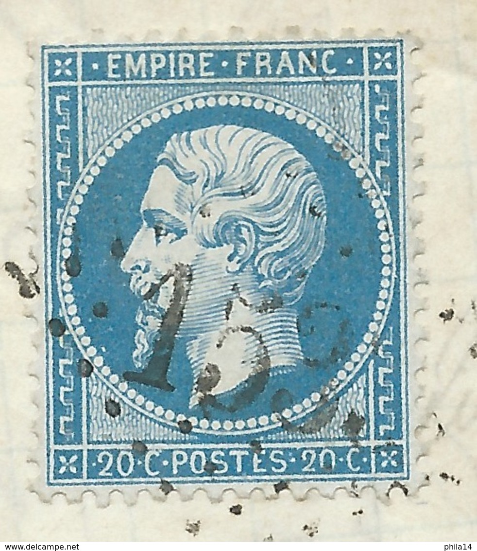 N° 22 BLEU NAPOLEON SUR LETTRE / FOIX SUR ARIEGE POUR CASTRES / 1866 - 1849-1876: Classic Period