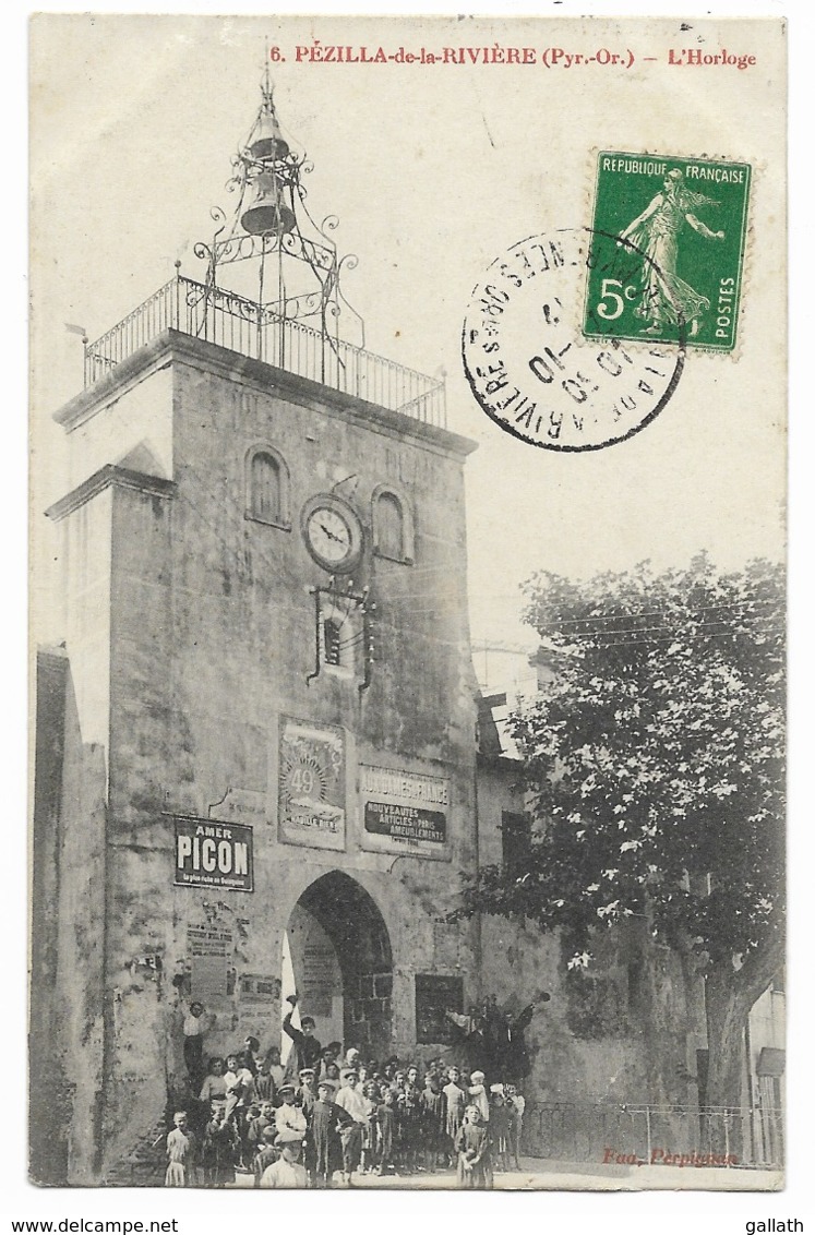 66-PEZILLA-DE-LA-RIVIERE-L'Horloge...  1912  Animé - Autres & Non Classés