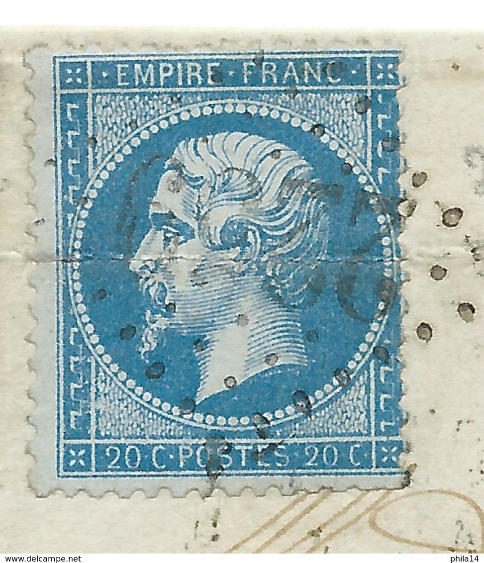 N° 22 BLEU NAPOLEON SUR LETTRE / MASSAT ARIEGE POUR MIRAMONT / 1864 / BOITE RURALE C SOULAN - 1849-1876: Classic Period