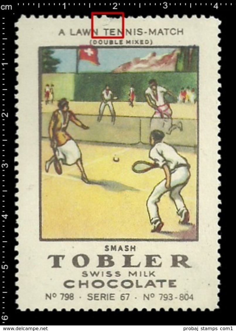Old German Poster Stamp Cinderella Vignette Erinoffilo Reklamemarke Switzerland Schweiz Tobler Chocolate, Sport Tennis. - Tennis