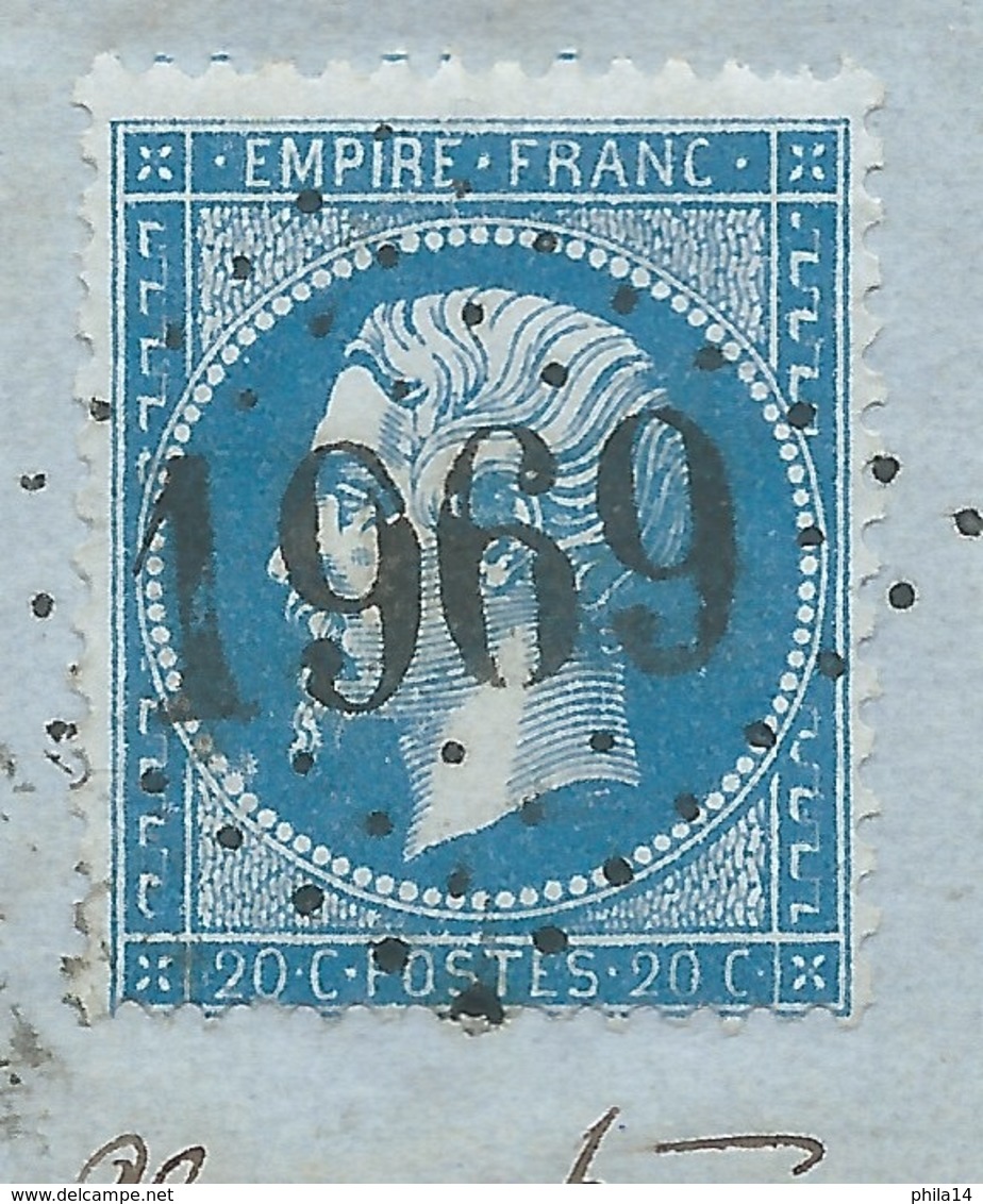 N° 22 BLEU NAPOLEON SUR LETTRE / LARROQUE D'OLMES ARIEGE POUR LAVELANET / 1864 - 1849-1876: Classic Period