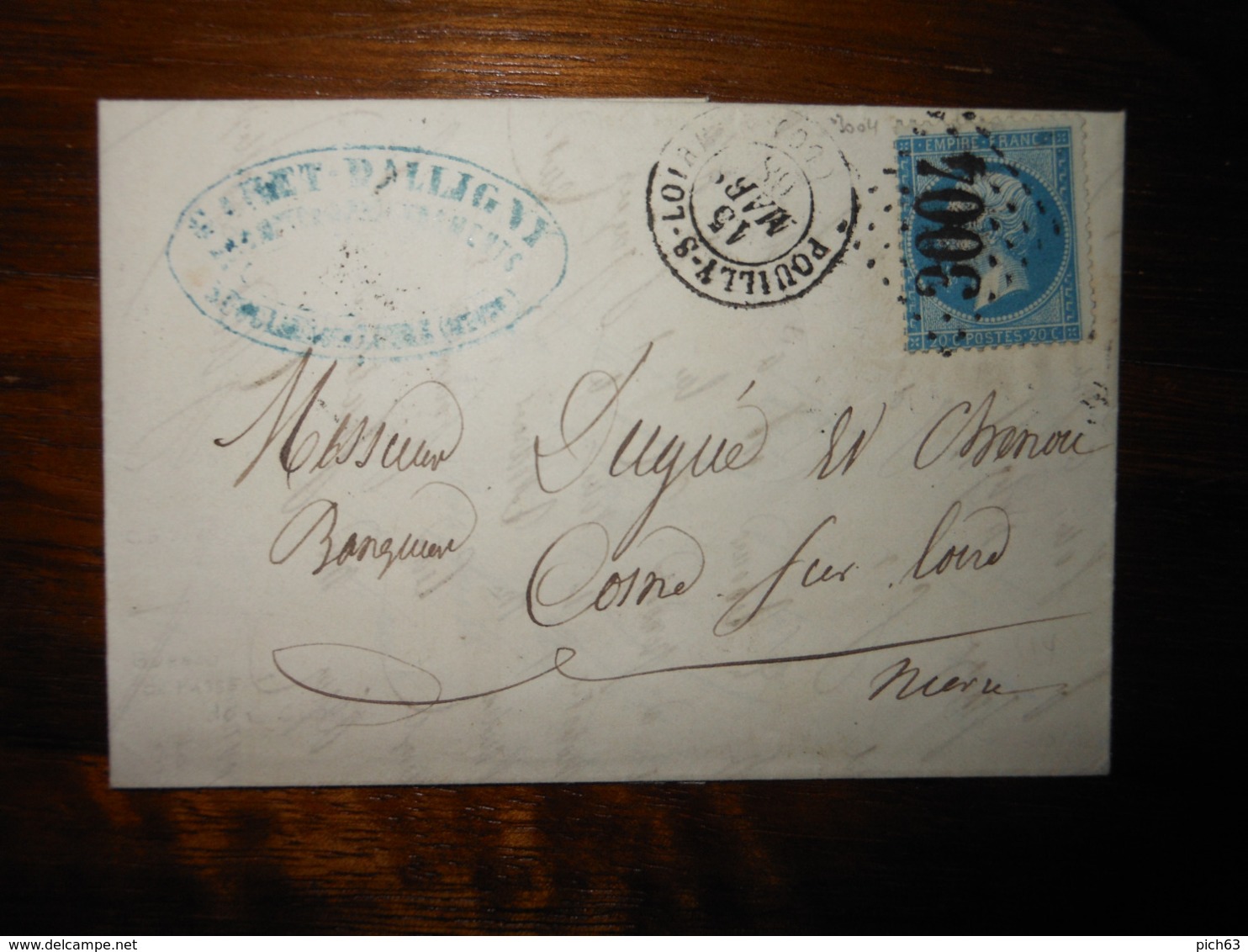 Lettre GC 3004 Pouilly Sur Loire Nievre Avec Correspondance - 1849-1876: Classic Period