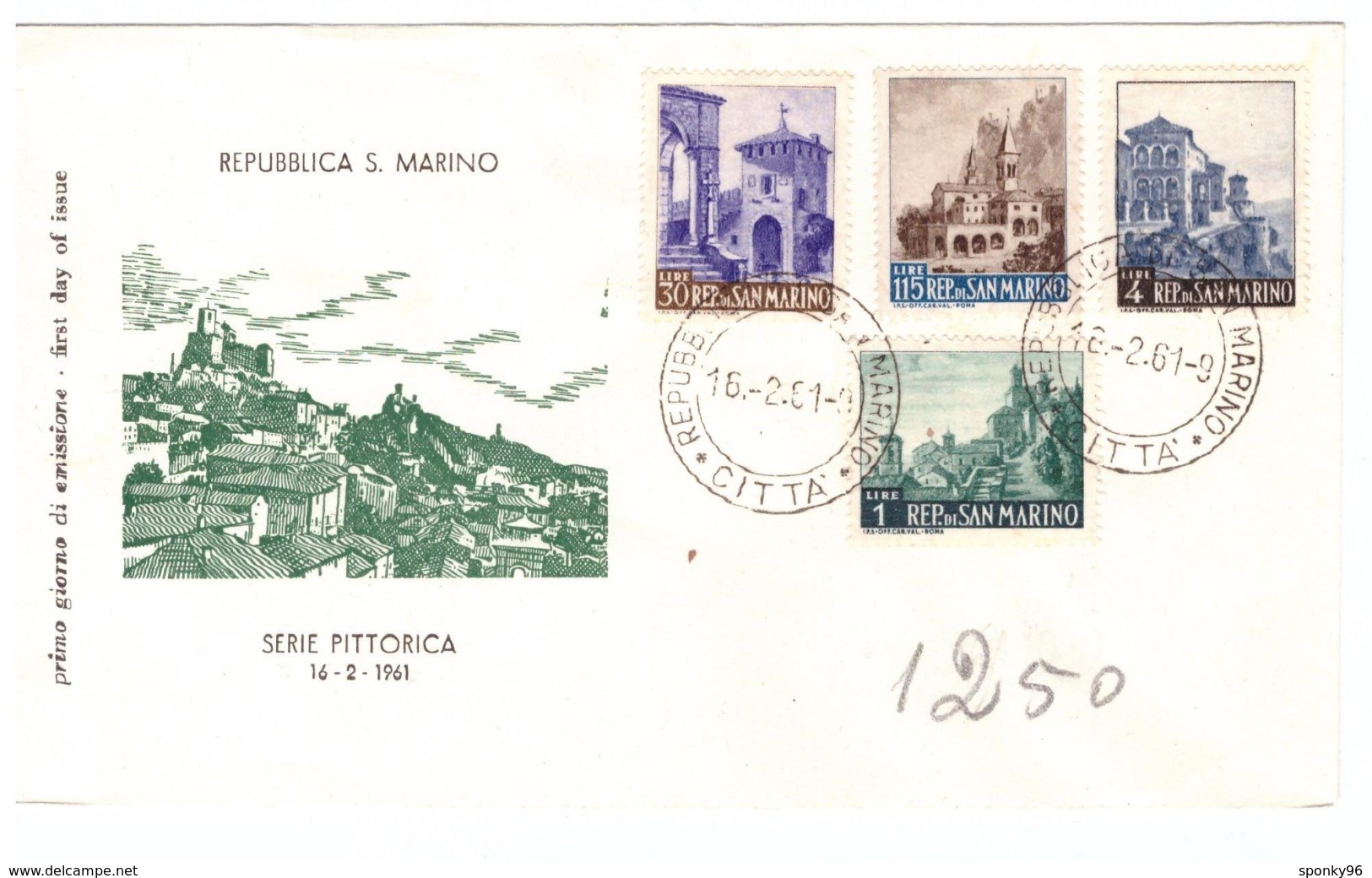 SAN MARINO - FDC - SERIE PITTORICA 16-2-1961 - VEDUTE - REPUBBLICA DI SAN MARINO - - FDC