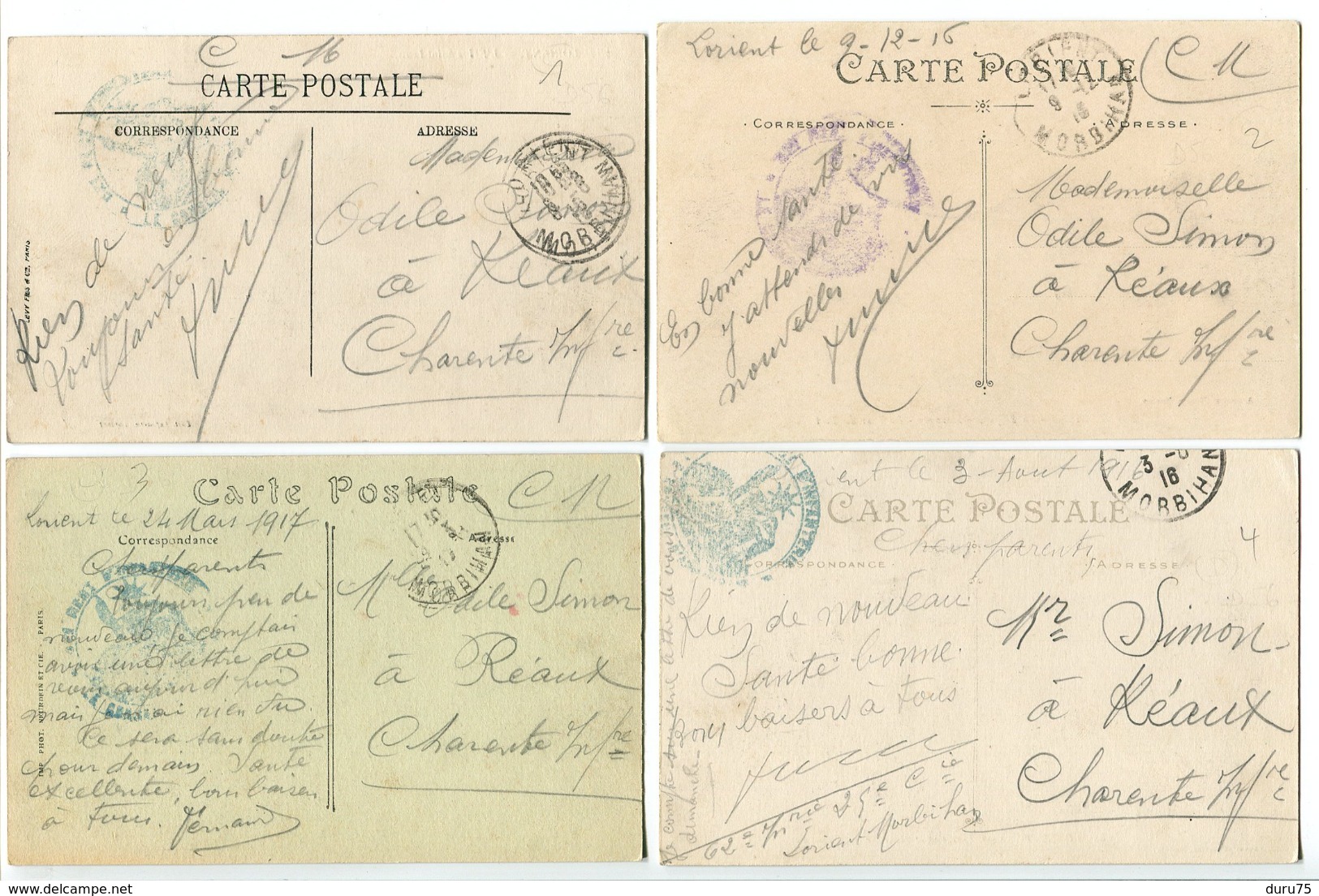 5CP LORIENT Ttes Cachet Militaire 62e Infanterie Eglise Louis Préfecture Maritime Cours Quais Chazelles Rue Massé Cercle - Lorient