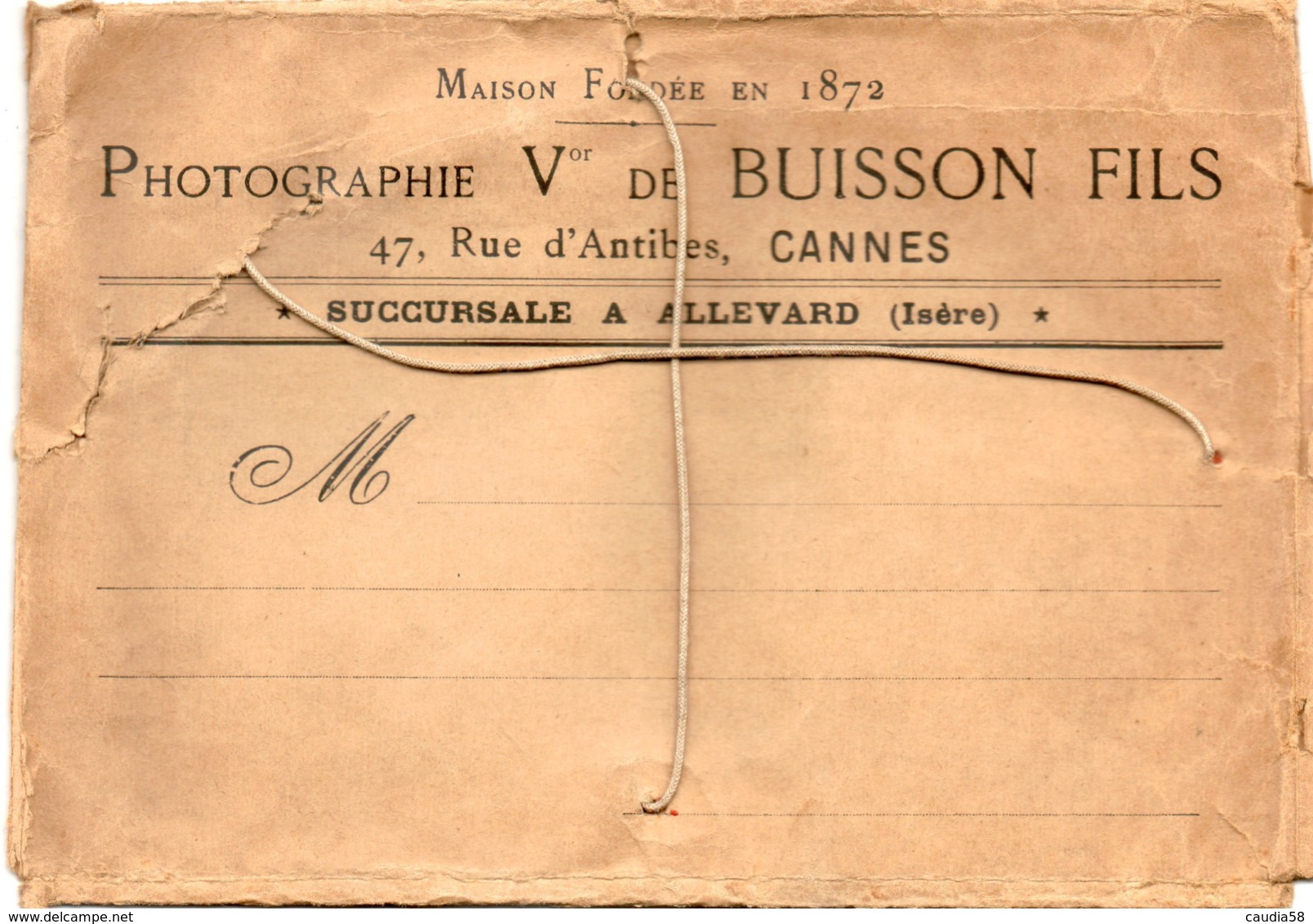 Photographie Victor De Buisson Et Fils. Rue D'Antibes,Cannes,Allevard (Isère). - Pubblicitari