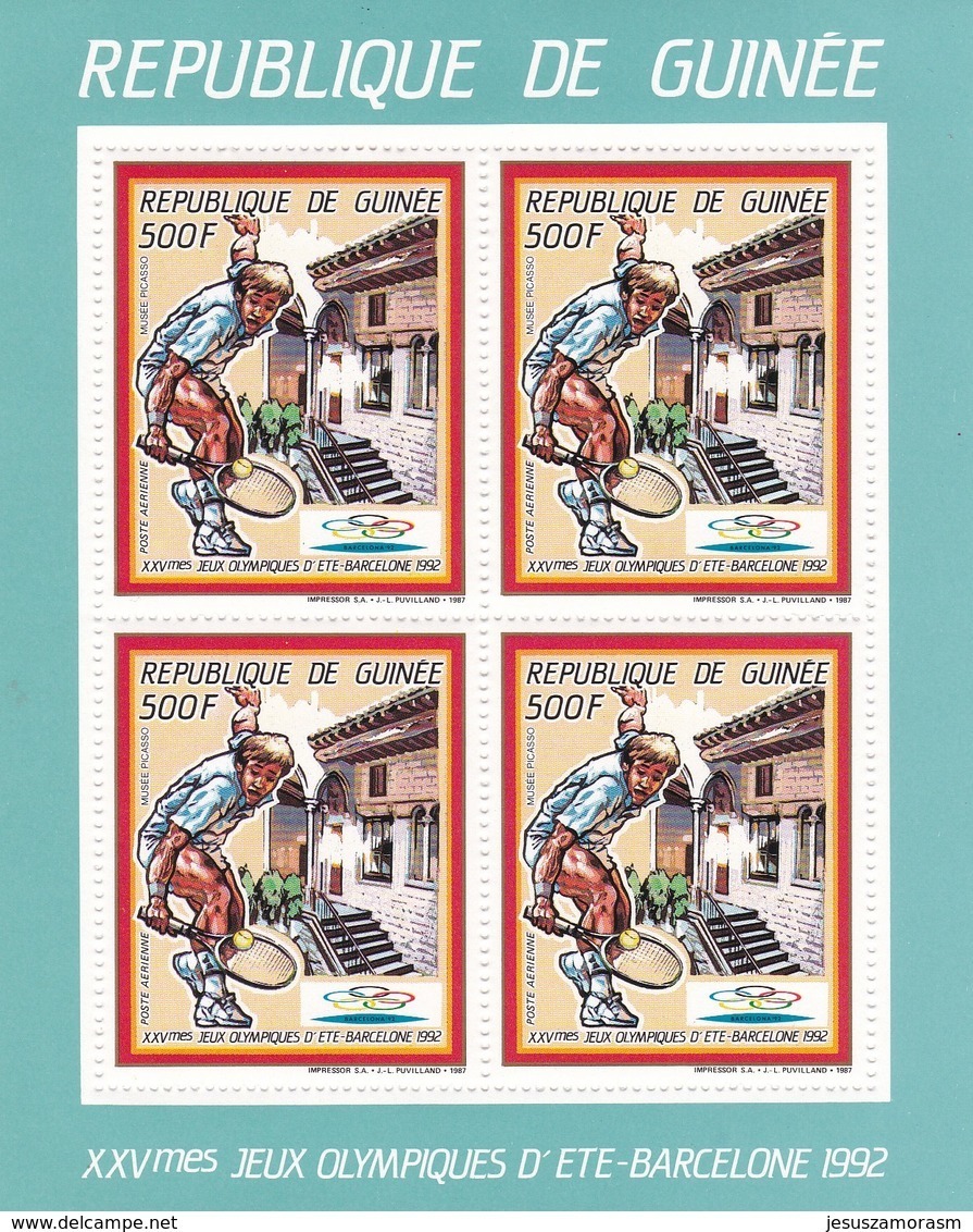 Republica De Guinea Nº Michel 1187A Al 1192A En Hojas De Cuatro Series Azul - Verano 1992: Barcelona