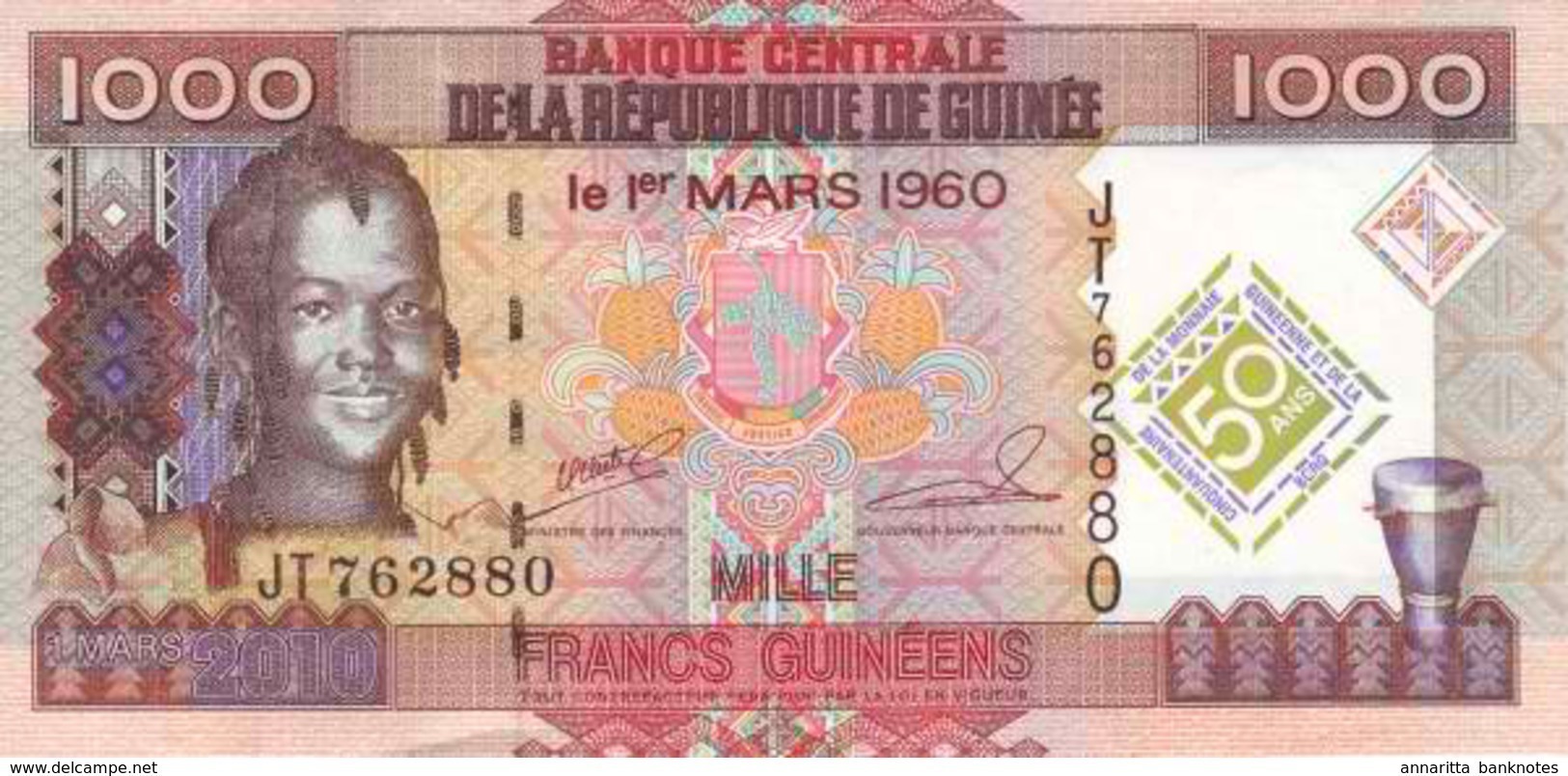 GUINÉE 1000 FRANCS 2010 P-43 NEUF COMMÉMORATIF [GN333a] - Guinee