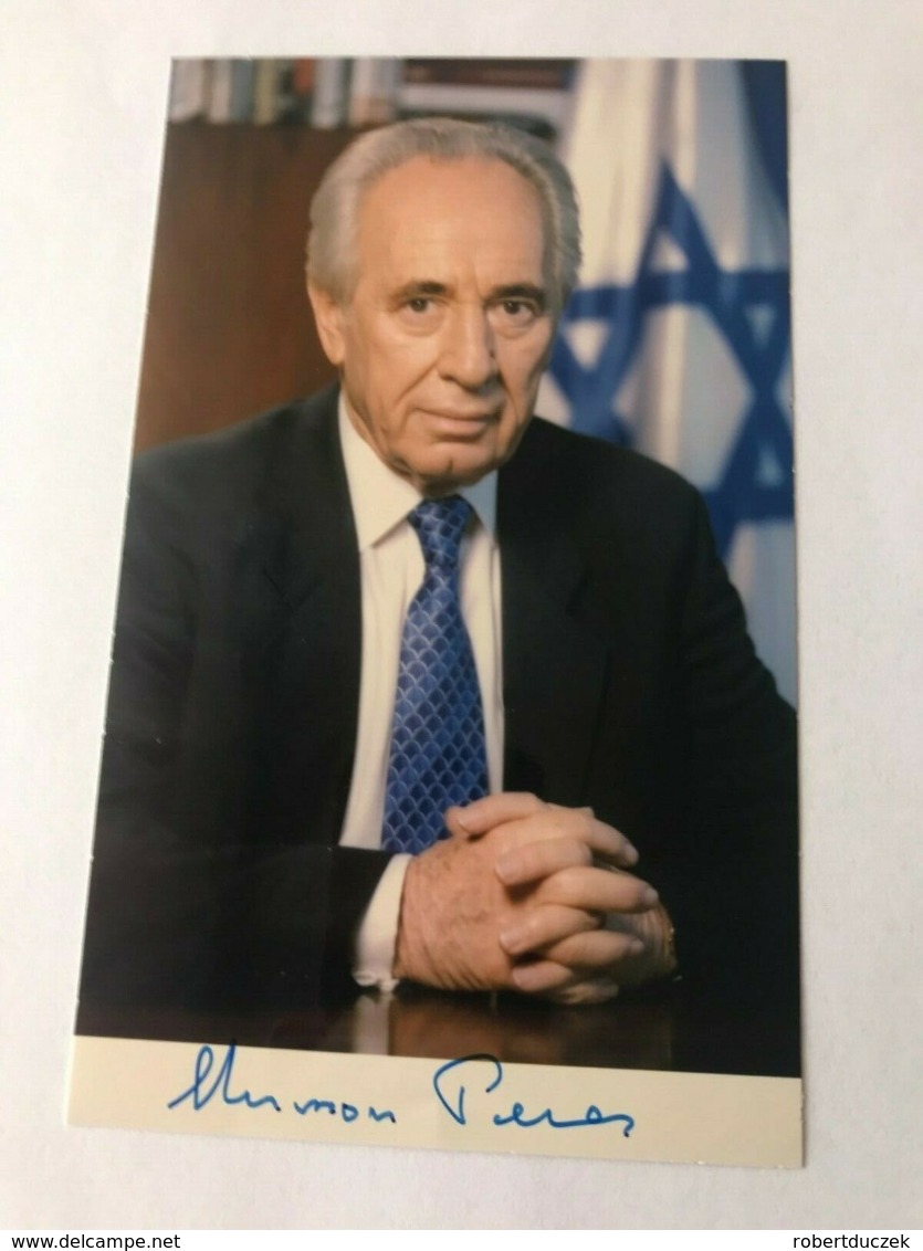 Shimon Peres Prime Minister Of Israel Photo Autograph Hand Signed And Letter - Signiert