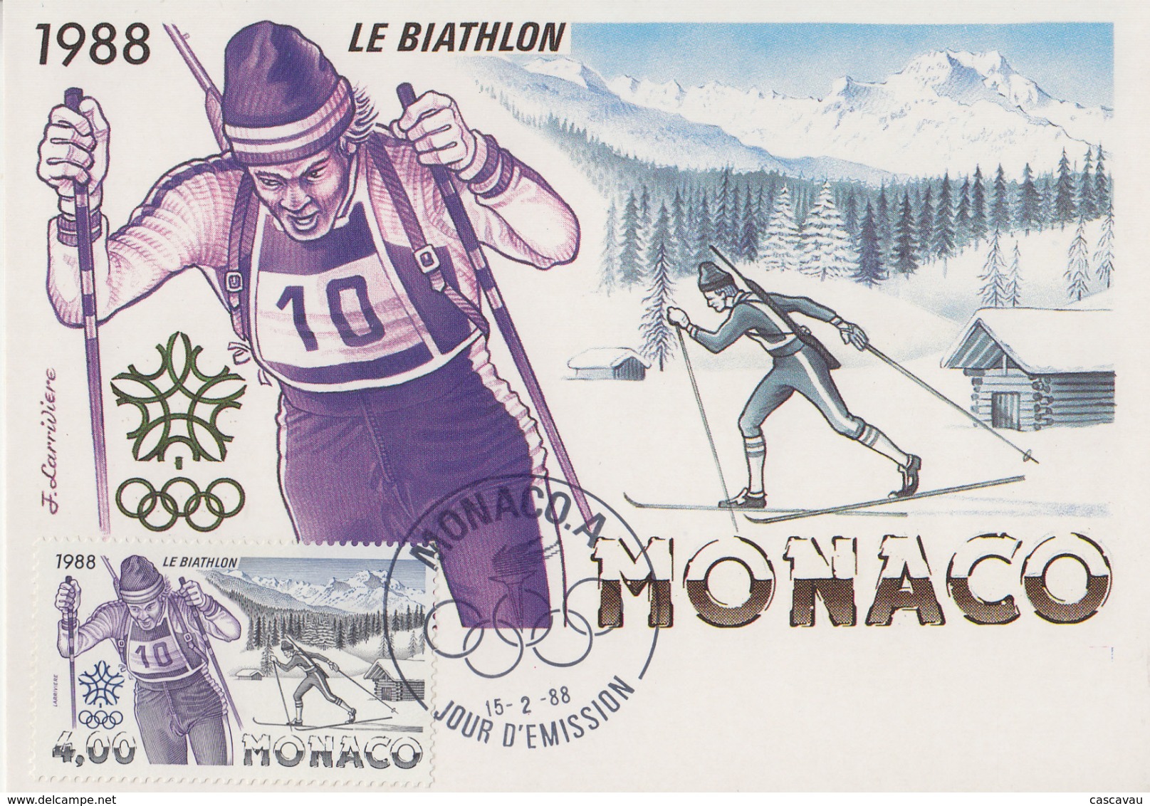 Carte  Maximum  1er  Jour   MONACO    JEUX   OLYMPIQUES     CALGARY    1988 - Invierno 1988: Calgary