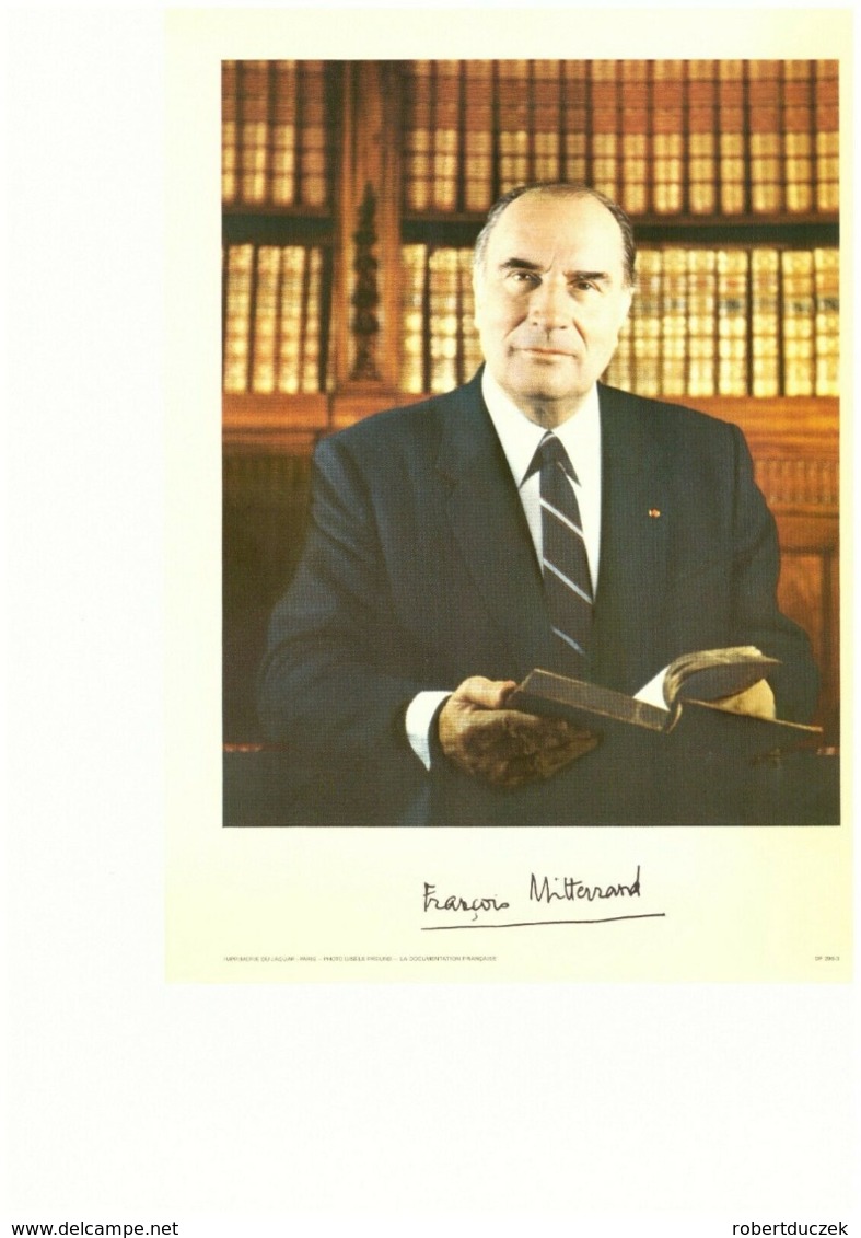 François Mitterrand President Of France Photo Autograph Hand Signed 20x25 Cm - Fotos Dedicadas