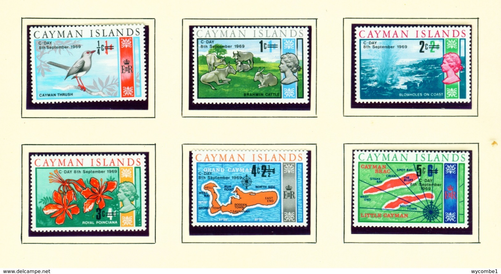 CAYMAN ISLANDS - 1969 Decimal Surcharge Definitives Set Unmounted/Never Hinged Mint - Cayman Islands