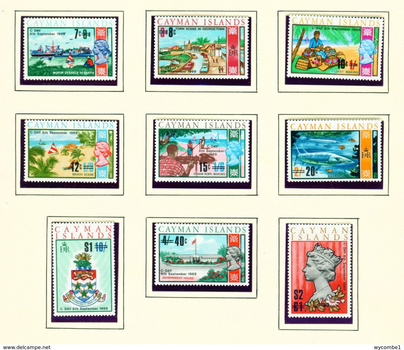 CAYMAN ISLANDS - 1969 Decimal Surcharge Definitives Set Unmounted/Never Hinged Mint - Cayman Islands