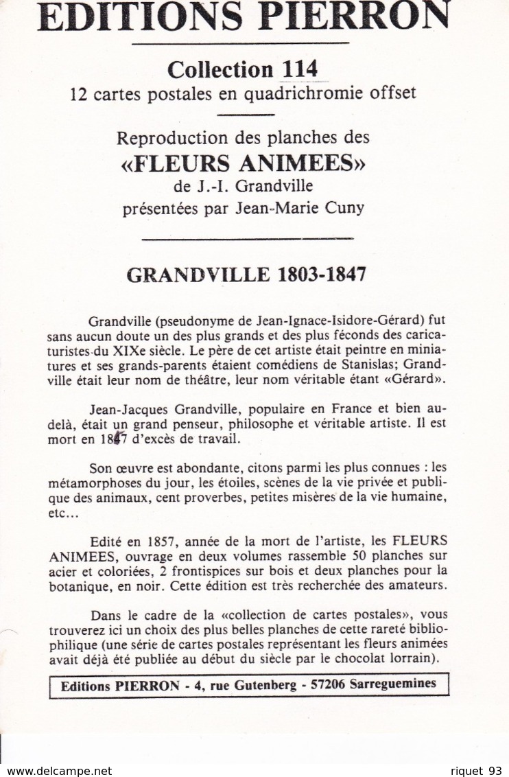 Lot 12 Cpm Collection 114 "FLEURS ANIMÉES" De J.I. Grandville - Ohne Zuordnung