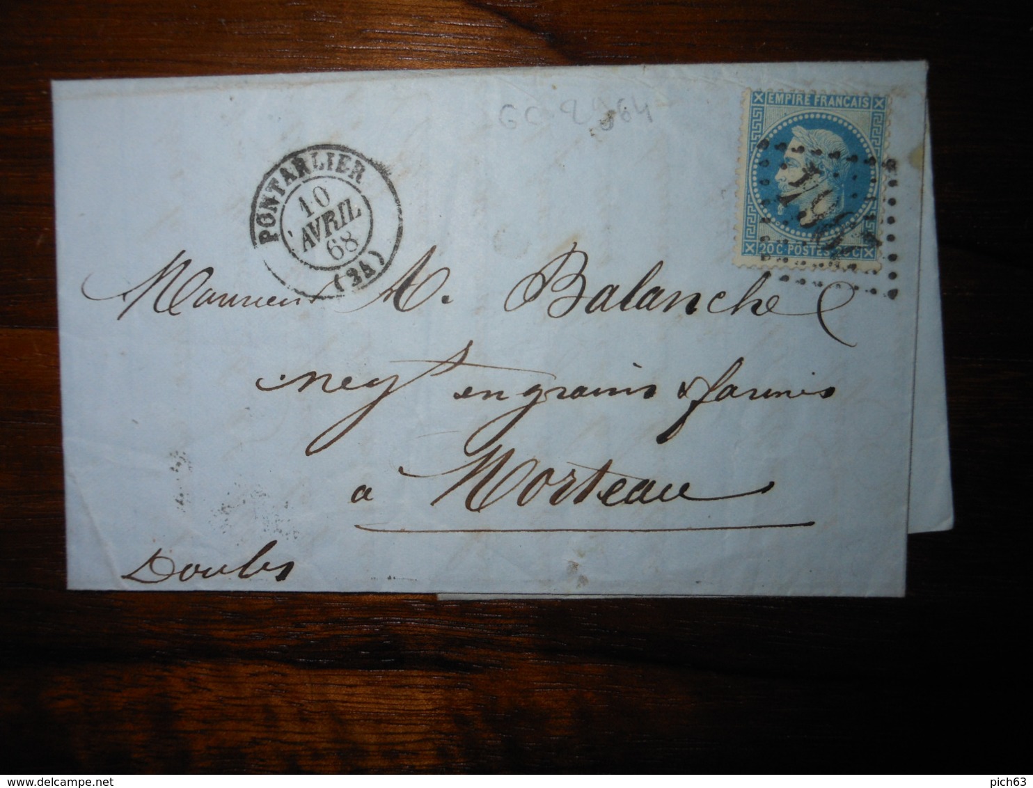 Lettre GC 2964 Pontarlier Doubs Avec Correspondance - 1849-1876: Classic Period