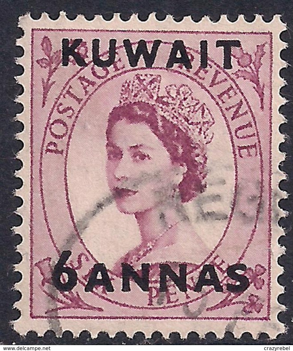 Kuwait 1952 - 54 QE2 6 Annas On 6d Purple SG 100 ( A629 ) - Kuwait