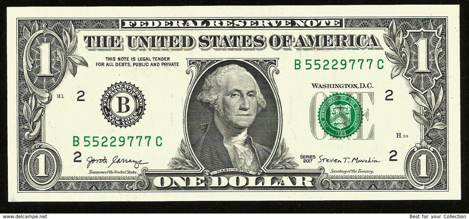 * USA 1 Dollar 2017 ! UNC !  Beautiful   Number 55229777 - Federal Reserve Notes (1928-...)