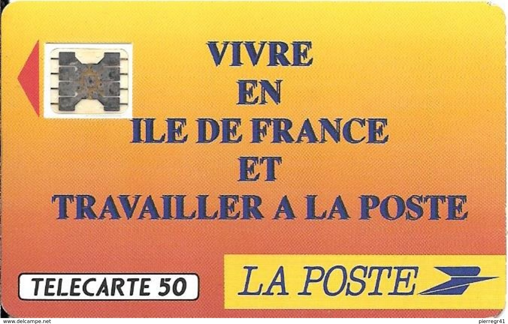 CARTE-PUBLIC-F-136-1990-50U-SC4ab-Trou 6-LA POSTE-Ile De France-5 Pe 21580-UTILISEE-  TBE- - 1990