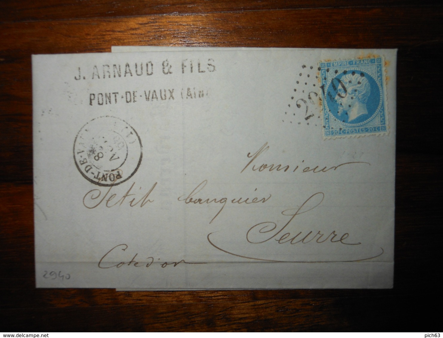 Lettre GC 2940 Pont De Vaux Ain Avec Correspondance - 1849-1876: Classic Period