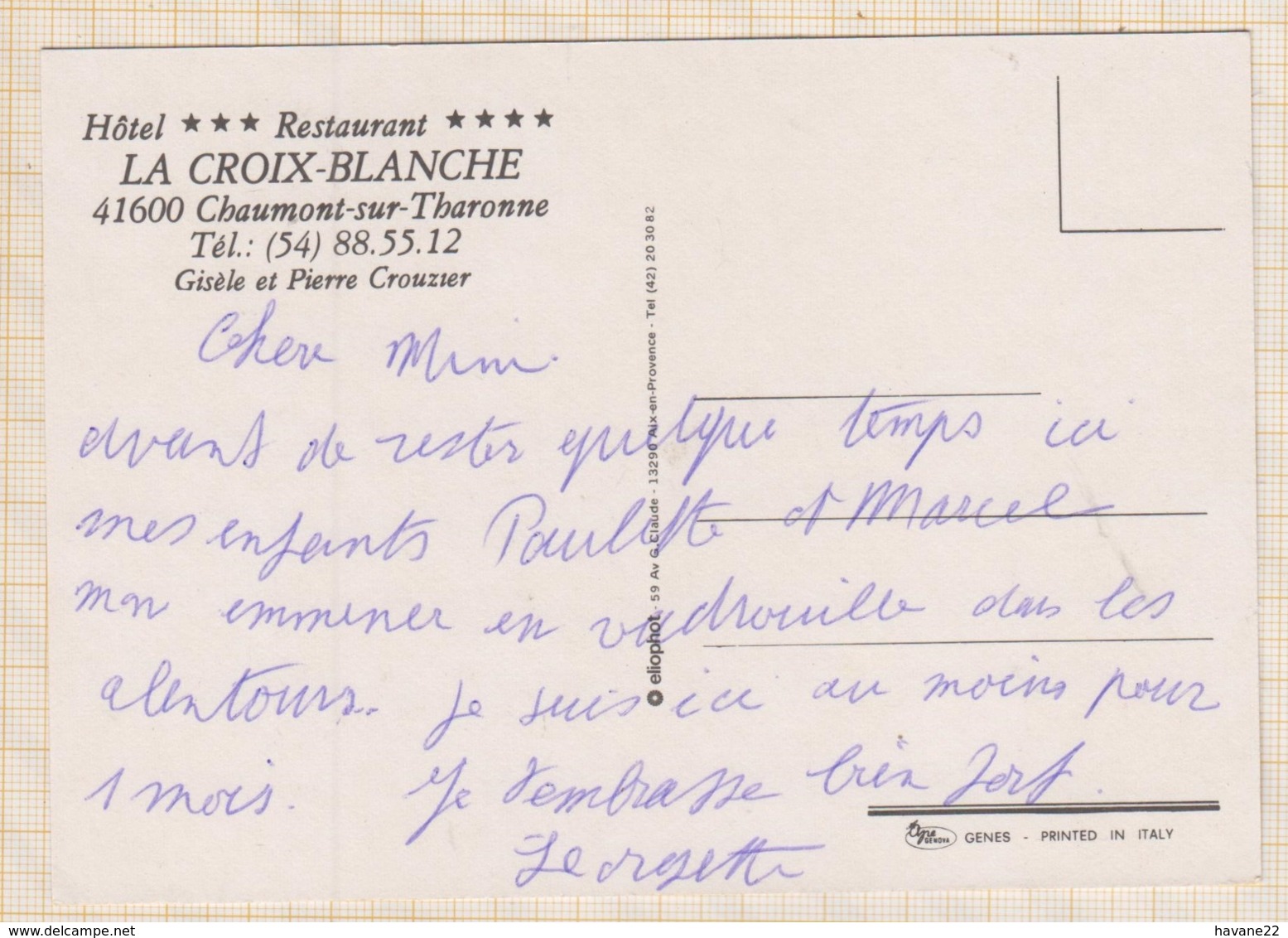 9AL2394 HOTEL RESTAURANT LA CROIX BLANCHE CHAUMONT SUR THARONNE 2 SCANS - Other & Unclassified