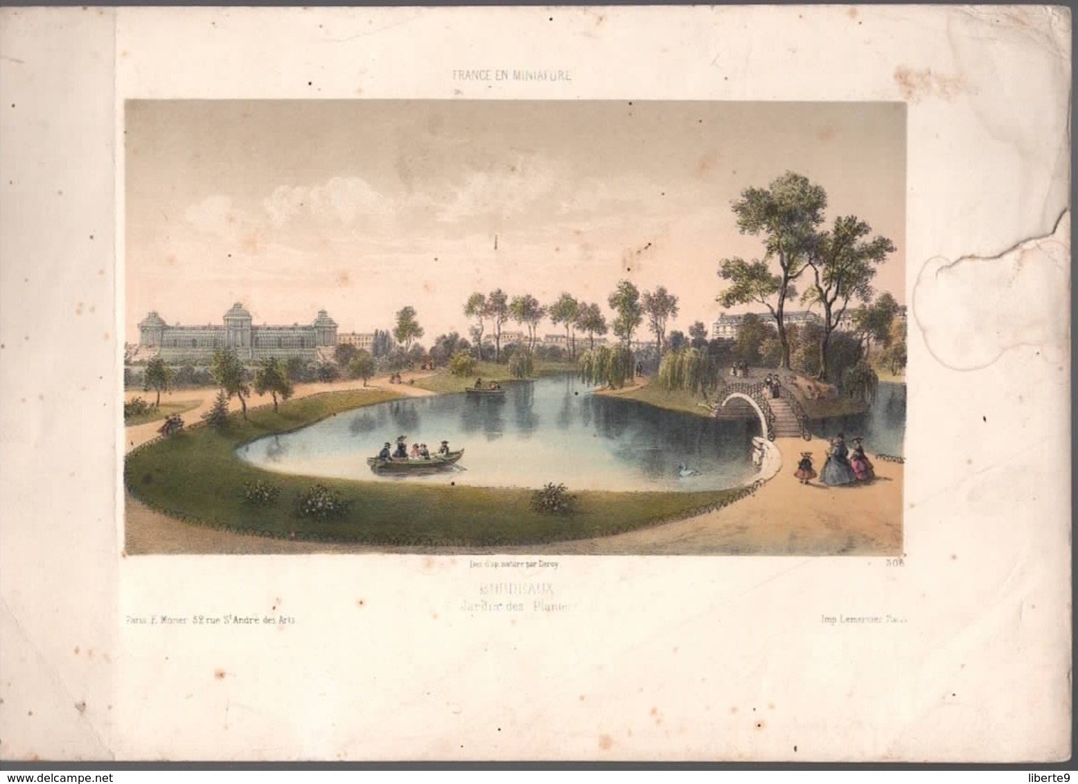 Bordeaux Gravure 19e C.1850 Deroy Jardin Des Plantes - Estampas & Grabados