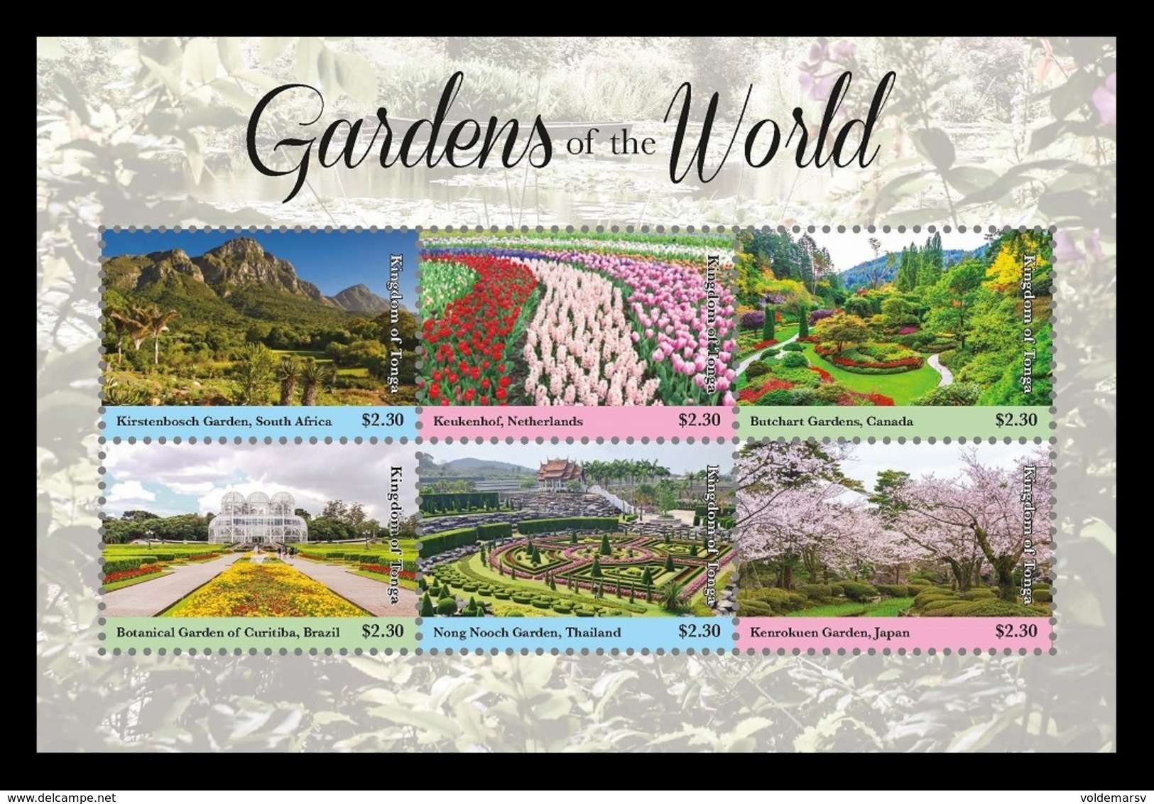 Tonga 2019 Mih. 2246/51 (Bl.126) Gardens Of The World MNH ** - Tonga (1970-...)