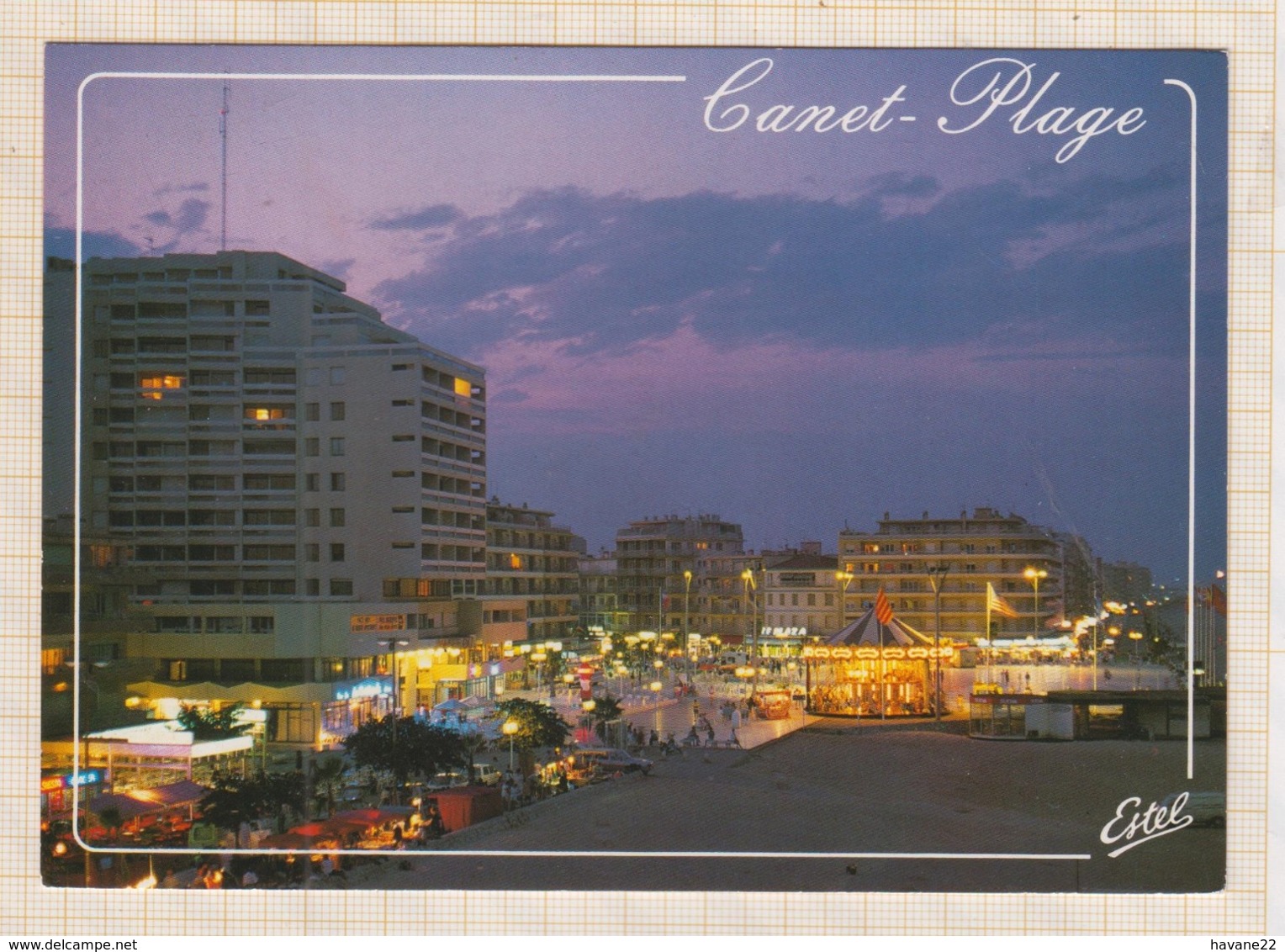 9AL2407 CANET PLAGE LA PLAGE DE LA MEDITERRANNEE VUE DE NUIT 2 SCANS - Canet En Roussillon