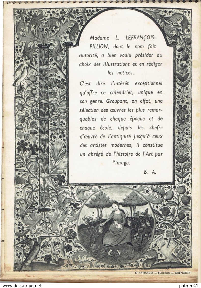 Calendrier Beaux Arts 1939 - Commentaires Par Mme L. Lefrançois-Pillon - Système D'accrochage Et Pages Complets - Grand Format : 1921-40