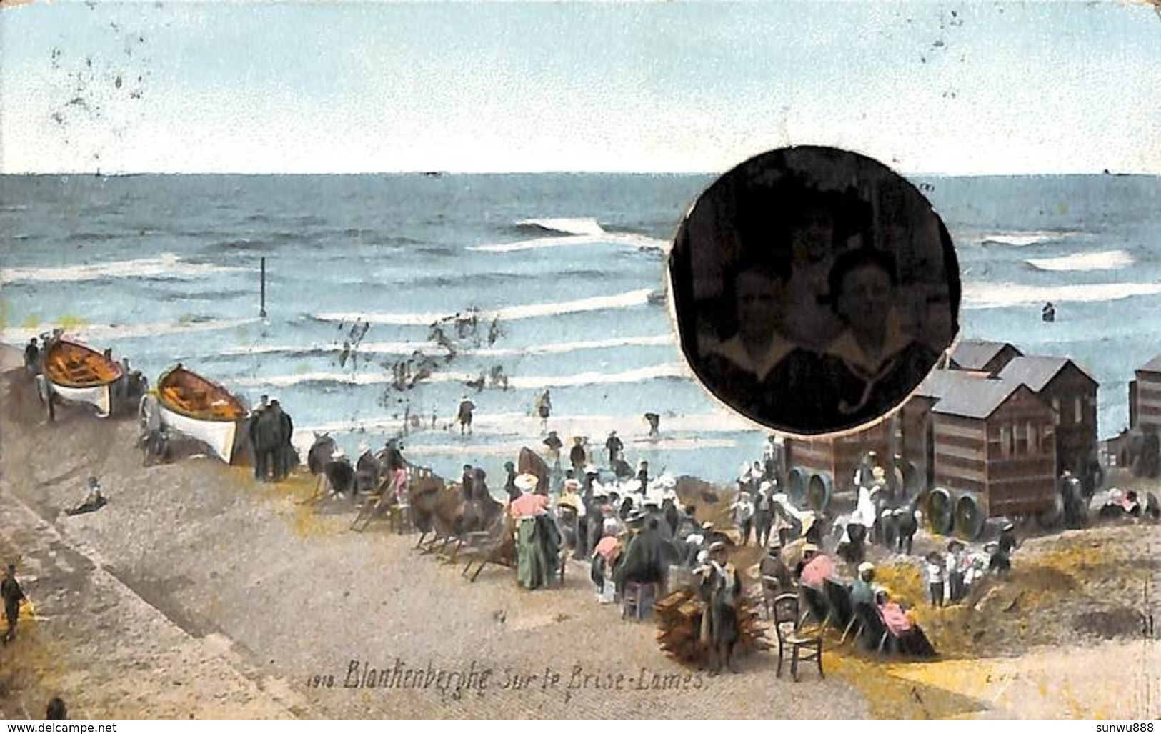 Blankenberghe - Blankenberge - Sur Le Brise-Lames (animée, Avec Insertion Photo D'époque 1910) - Blankenberge