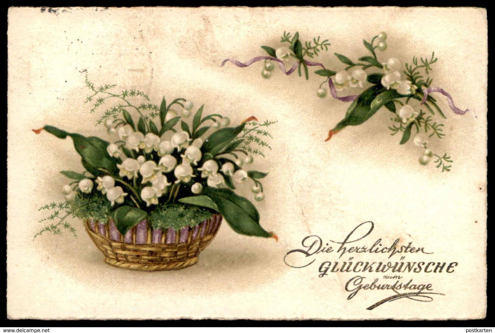 ALTE POSTKARTE DIE HERZLICHSTEN GLÜCKWÜNSCHE ZUM GEBURTSTAG MAIGLÖCKCHEN Lily Of The Valley Muguet Blume Flower Fleur - Plantes Toxiques