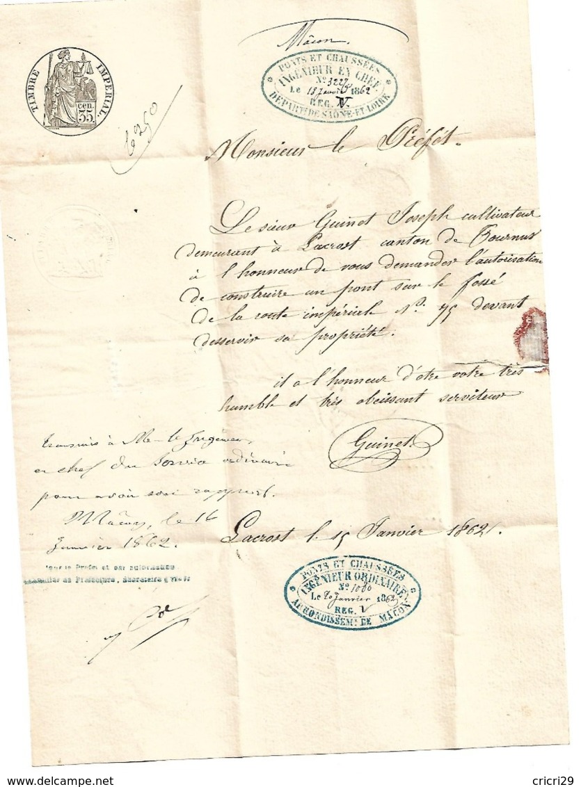 TOURNUS : Lettre De 1863 : GC 3994  + CàD Type 15  + Boite Rurale I  " Lacrost "  ( Identifiée ) - 1849-1876: Classic Period