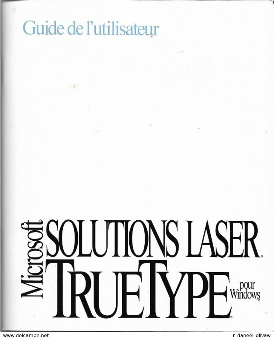 Microsoft Solutions Laser TrueType Pour Windows 3.1 (1992, TBE+) - Andere & Zonder Classificatie