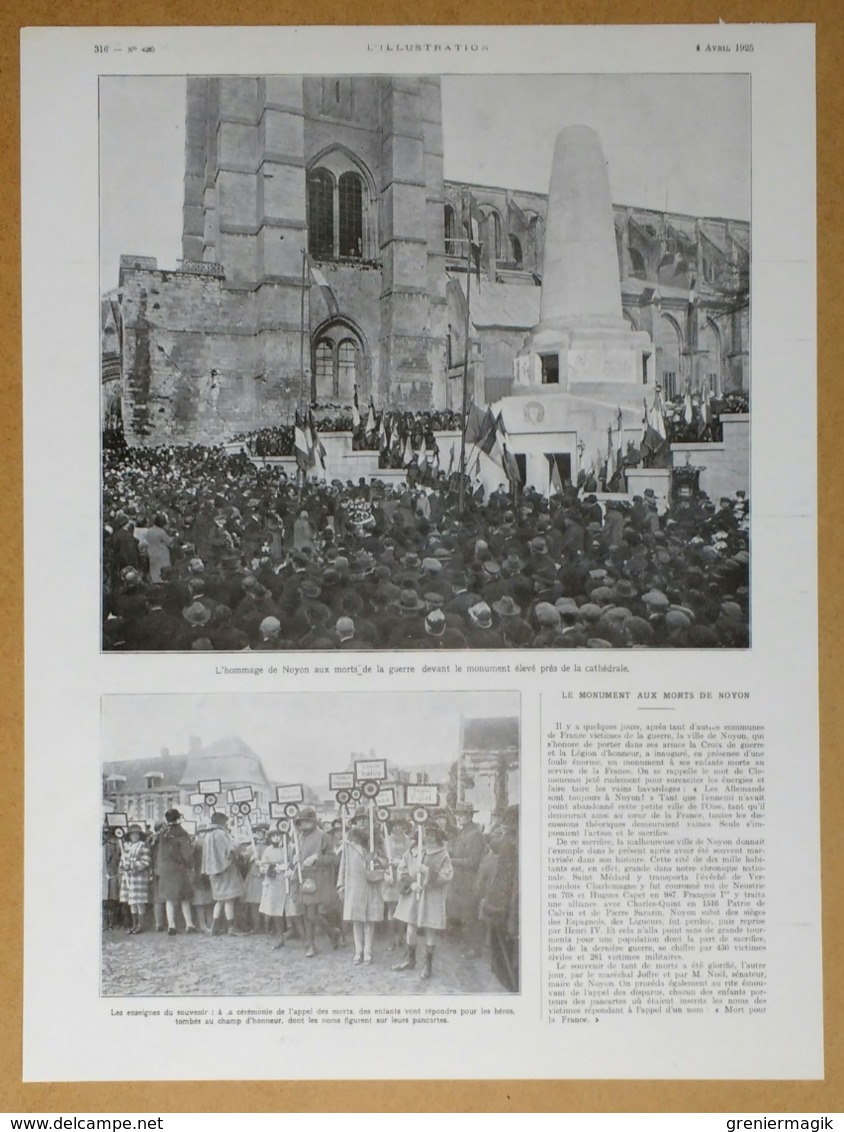 1925 Quelques Vignettes Postales (timbres) Exposition Touring Club - Monument Aux Morts De Noyon - Publicité - Publicités