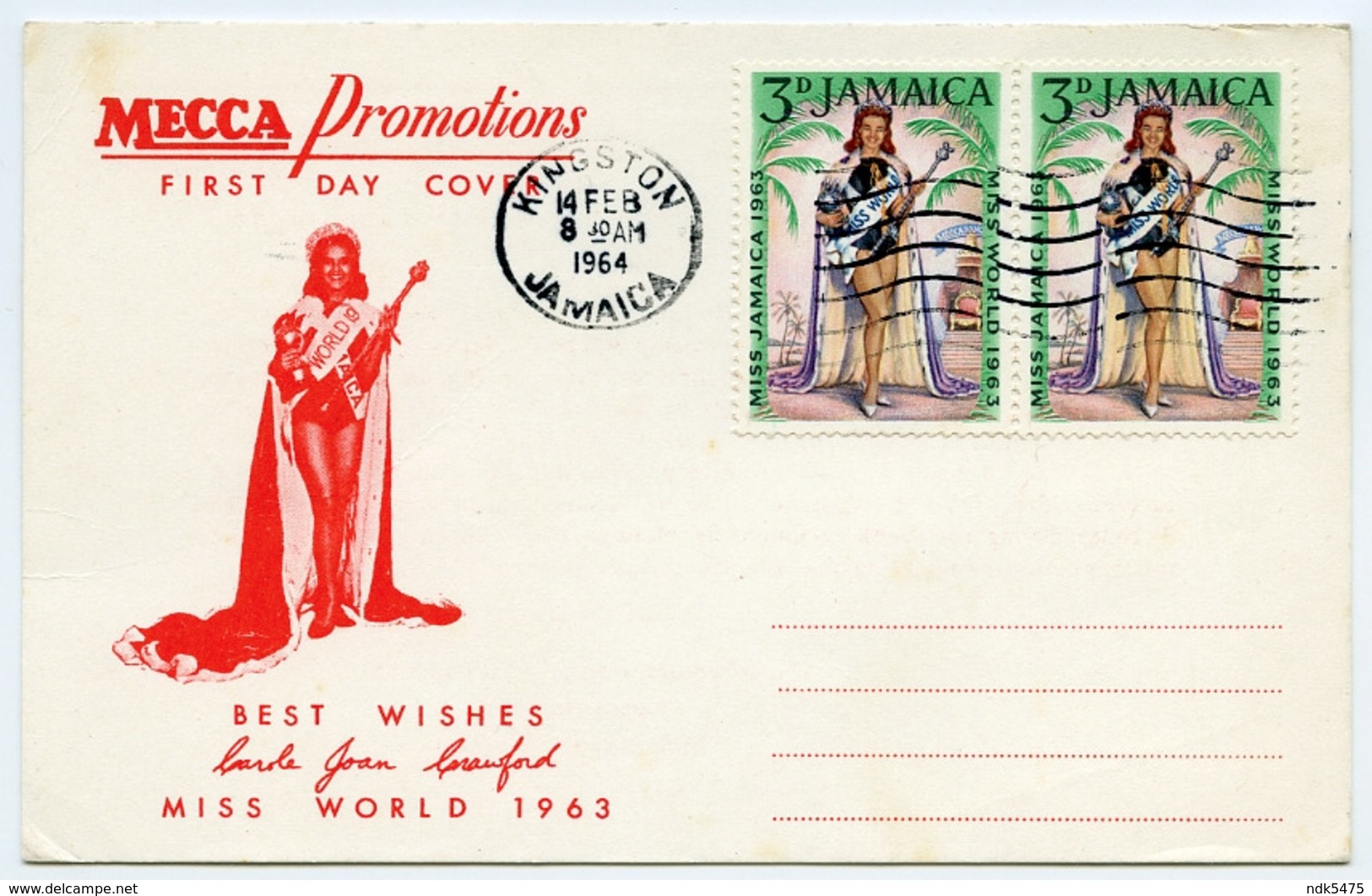 JAMAICA : FIRST DAY COVER - MISS WORLD 1963 / MECCA PROMOTIONS - Jamaica