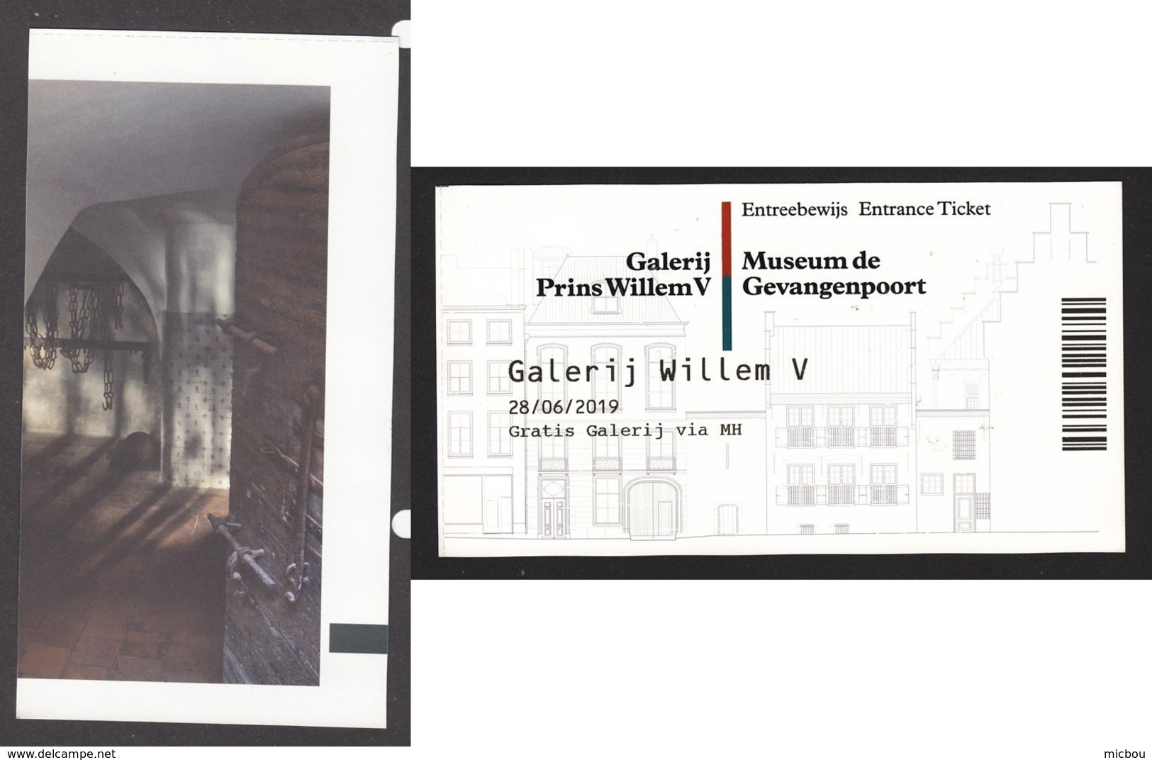 Pays-Bas, Nederland, La Haye, Billet D'entrée, Entrance Ticket, Gallerie Willem V Gallery - Tickets - Vouchers