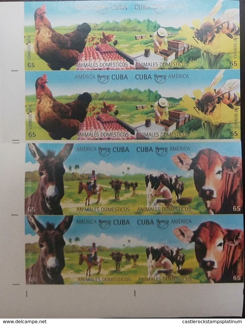 O) 2018 CUBA - CARIBBEAN, IMPERFORATED, AMERICA UPAEP, RURAL LANDSCAPE -BEE -DONKEY -COW -CHICKEN. MNH - Imperforates, Proofs & Errors
