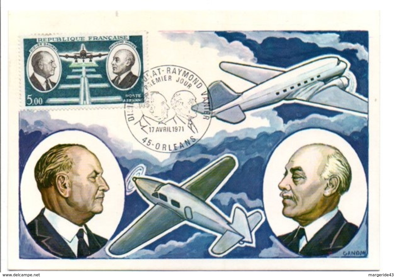 CARTE MAXIMUM 1971 AVIATION DAURAT ET VANIER - 1970-1979