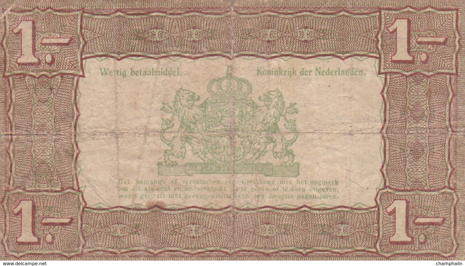 Pays-Bas - Billet De 1 Gulden Zilverbon - 1er Octobre 1938 - 1 Gulden
