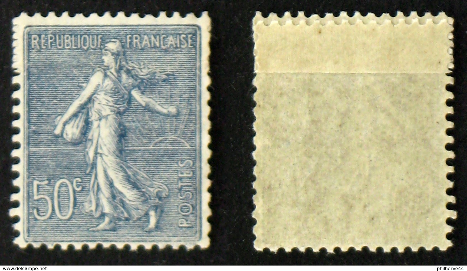 N° 161 50c Bleu SEMEUSE LIGNEE Neuf N* TB Cote 30€ - 1903-60 Säerin, Untergrund Schraffiert