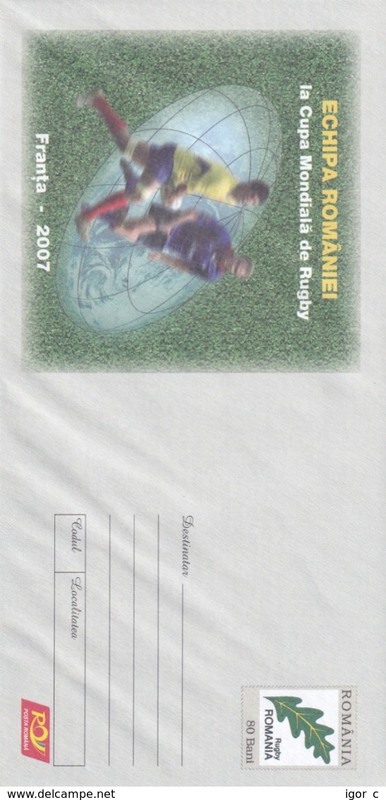 Romania 2007 Postal Stationery Cover: Rugby World Championship; Stade De France Paris - Rugby