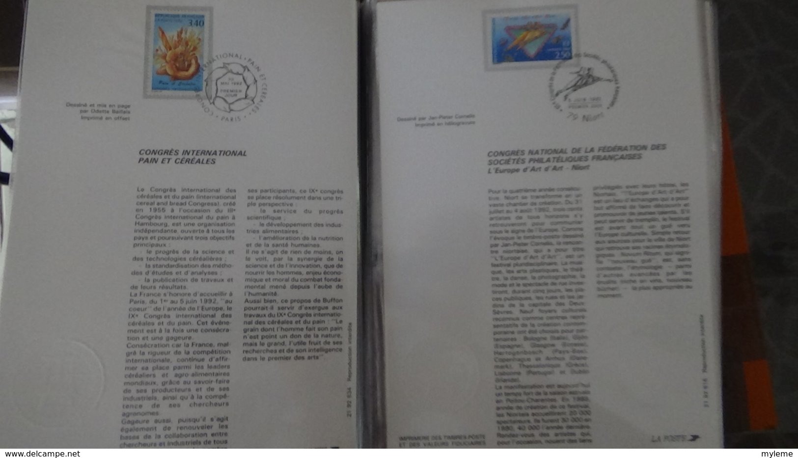 Collection de 35 documents philatéliques dans son emballage d'origine de l'année 1992